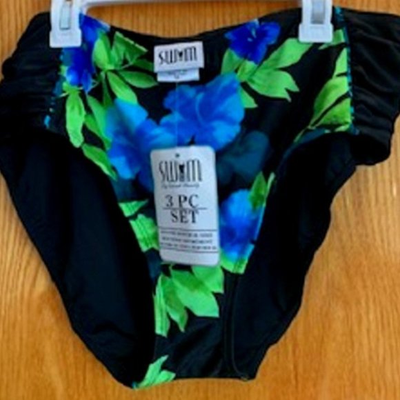 Swim by Chuck Handy Tankini SwimSuit Kimono Cover Up 3 Pc Set Tropical Flower 8 - Picture 5 of 10